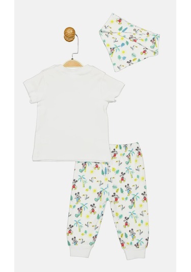 Mickey Mouse Lisanslı Erkek Bebek Mendilli Alt Üst Takım Mc17248 Beyaz