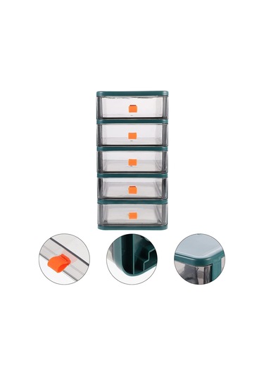 Anjiexun Masaüstü Depolama Dolabı Küçük Çok Katmanlı Çekmece Depolama 5 Çekmece Yeşil