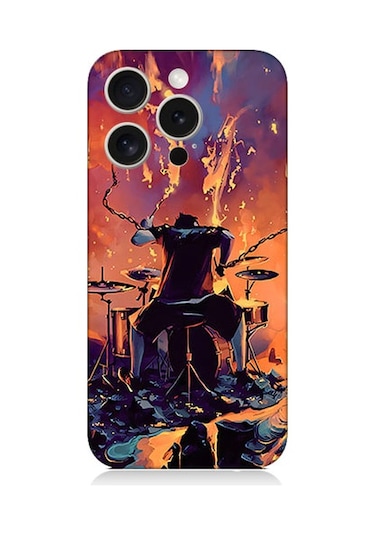 Apple Uyumlu iPhone 15 Pro Alevli Bateri Desenli Silikon Kılıf Silikon