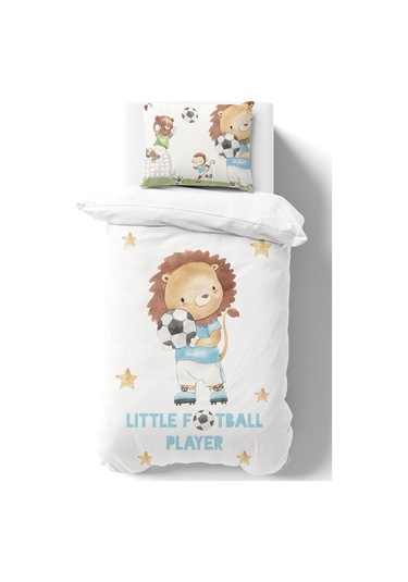 Organik Tek Kişilik Nevresim Takımı 160x220 - Şampiyon Minik Aslan Renkli