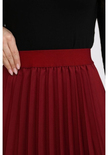 Lodmela Beli Lastikli Piliseli Etek 6017-bordo Bordo