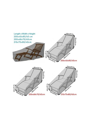 Açık Plaj Sandalyesi Toz Geçirmez Ve Su Geçirmez Kapak Sallanan Sandalye Mobilya Koruyucu Kapak, 200x40x85cm Siyah Gümüş Siyah - Gümüş