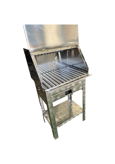 Paslanmaz Kömürlü Mangal 28 X 40 Cm Bacalı Barbekü