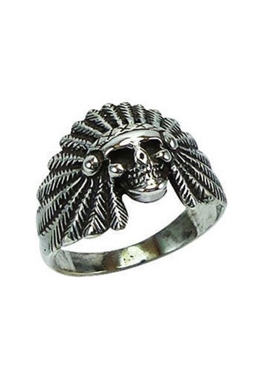 Vog Kızılderili Kurukafa 925 Ayar Erkek Gümüş Yüzük