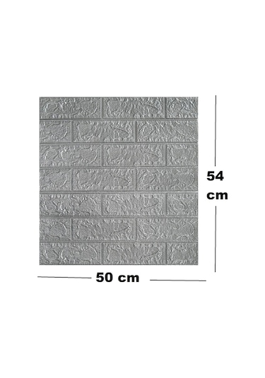 50x54 Cm 0,27 M² Gri Silinebilir Kendinden Yapışkanlı Duvar Kağıdı Esnek Panel 3d Tuğla Desen