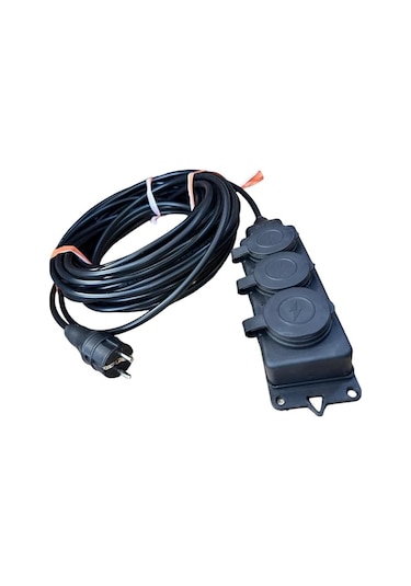 1 Metre 3'lü Grup Priz 3x2.5mm Cca Ttr Siyah Seyyar Elektrik Kablosu