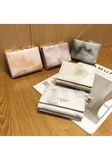 Linjinxu Mürekkep Boyama Elemanları Üç Katlı Cüzdan Mini Taşınabilir Cüzdan Siyah Siyah