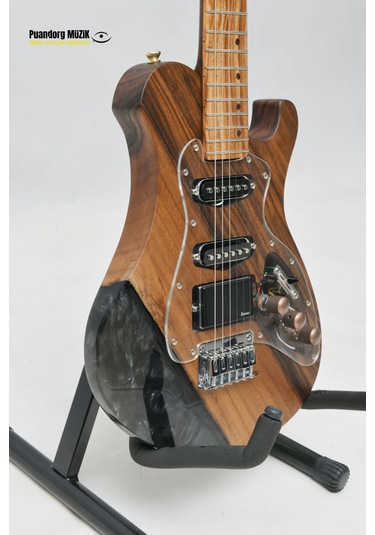 Elektro Gitar Custom Epoksi & Yıllanmış Ağaç Kişiye Özel Transparent Black