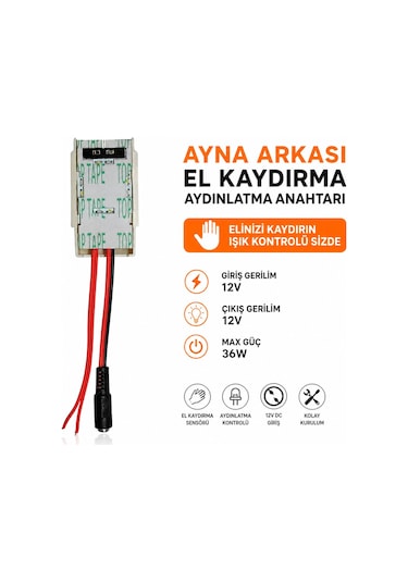 AYNA ARKASI EL KAYDIRMA 12V IŞIK ANAHTARI