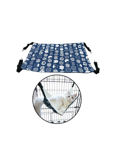 Suntek Kedi Hamak Yatak Salıncak Rahat Köpek Yazlık-lacivert-m
