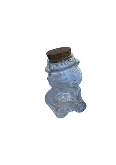 Ayı Cam Şişe - Mantar Tıpalı Ayı Şeklinde Cam Şişe - 75 Ml 5 Adet