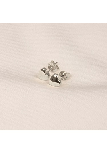 Altın Küpe - 14 Ayar Altın Minimal Kalp Figürlü Küpe Sarı