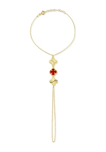 14k Altın Kaplamalı 925 Ayar Gümüş Granada Saray Yoncaları Şahmeran - Kırmızı 45104101 Altın