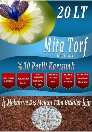 İthal Torf Toprak. 20 L Perlit Karışımlı. Steril Toprak