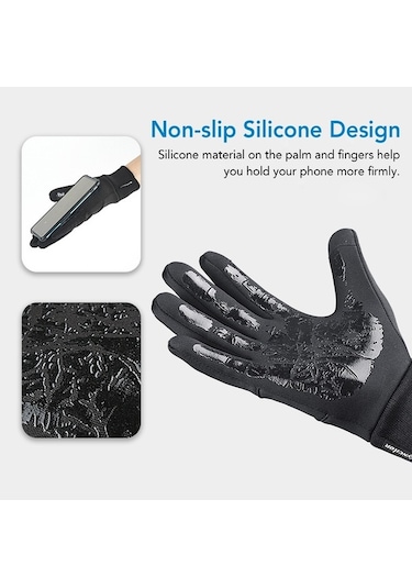 Pazly Rüzgar Geçirmez Kışlık Bisiklet Eldiveni, Sıcak Dokunmatik Ekranlı Eldivenler