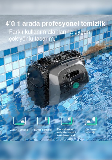 Wybot C1 Max Havuz Temizleme Robotu 200 M2 Havuz Taban Ve Duvar Temizliği