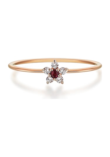 Reis Cemre Yakut Yüzük Pembe Altın - Rose Gold