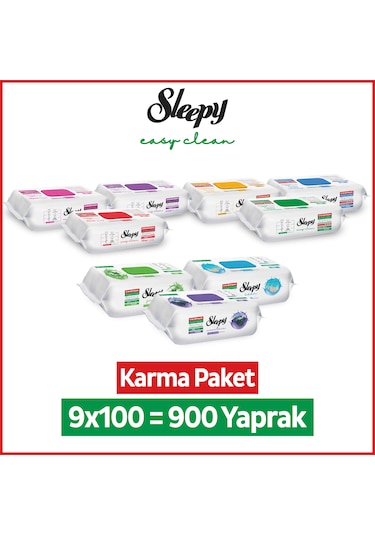 Sleepy Easy Clean Yüzey Temizlik Havlusu&mendil 9x100 Karma Paket