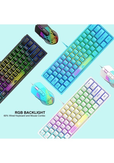 Sones Zıyoulang K61 62 Tuşlu RGB Kablolu Aydınlatmalı Oyuncu Klavye
