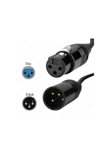 3 Pin Xlr Erkek - Dişi Mikrofon Mikser Ses Uzatma Kablosu - 1 M