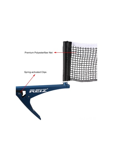 Ranyeek Tenis Masası Ağı Ve İki Mavi Sırtlı Klips Seti - Kolay Kurulum, Dayanıklı Poliester Ağ, 177cm Genişlik, Spor Ve Antrenman İçin