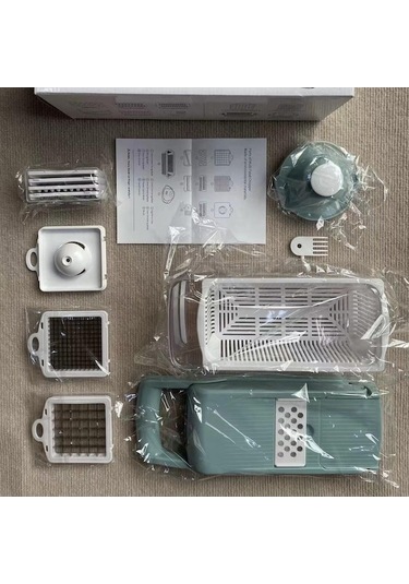 Novahub Beyaz Mavi Mutfak Sebze Doğrayıcı, 8 Paslanmaz Çelik Bıçaklı Ve Kablı 15'i 1 Arada Yiyec - Soğan, Sarımsak Ve Dilimleyici 56603316 Beyaz Mavi Beyaz Mavi