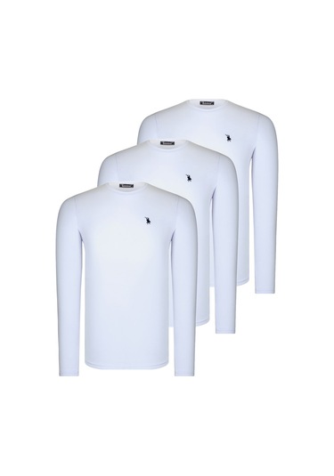 Üçlü Set T8588 Dewberry Yuvarlak Yaka Erkek Sweatshırt-beyaz-beyaz-beyaz Beyaz-beyaz-beyaz