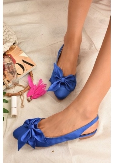 Fox Shoes Saks Mavi Kumaş Kadın Babet H726809004 Mavi