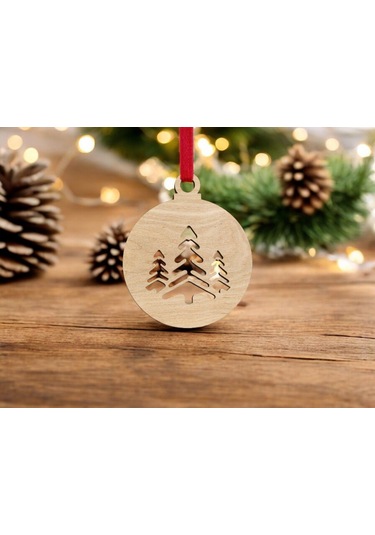 10 Parça Ahşap Yılbaşı Ağacı Süs Seti-2 Ortalama 6-8 Cm Noel Ağacı Süsü