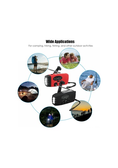 Dofolink Kırmızı Avrupa Versiyonu Güneş Enerjili El Çevirerek Şarj Edilebilir Acil Radyo - Am/fm/noaa Alıcı Ve 3 Led Fener