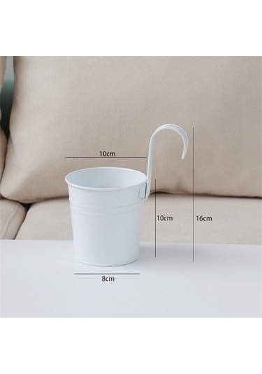 Ulzyvf Standı Saksısı Saksısı Saksı Metal Kova Korkuluk Demir Dekoratif Çiçek Çiçek Çiçek Beyaz Bahçe Asılı Asılı Asılı On