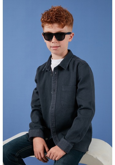 Lela Pamuklu Tek Cepli Düz Yaka Erkek Çocuk Gömlek Cf24W129140G Antrasit