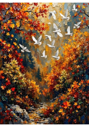 Nova Puzzle 1000 Parça Beyaz Kuşların Dansı Puzzle - Uçuşan Beyaz Kuşlar