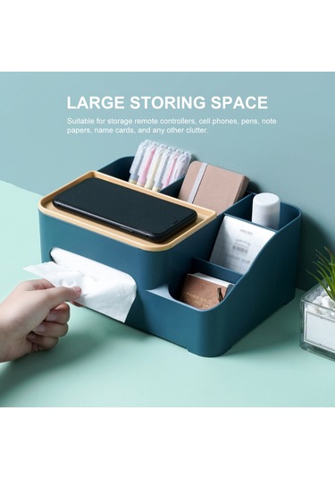 Dofolink Büyük Kapasiteli Gri-beyaz Dikdörtgen Masaüstü Organizer - 5 Bölmeli Mendil Ve Küçük Eşya Saklama Kutusu Beyaz