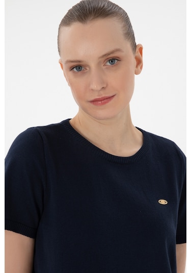 U.S. Polo Assn. Kadın Lacivert Bisiklet Yaka Triko Tişört 50306460-VR033