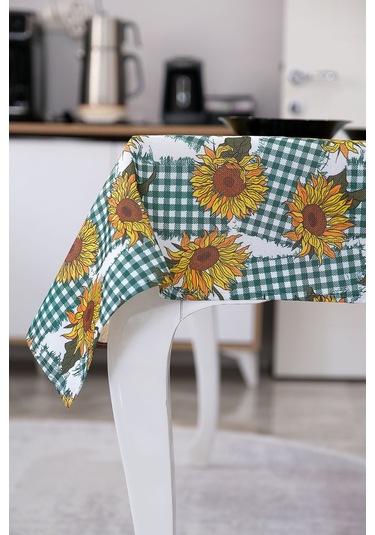 Sufre Sıvı Geçirmez Masa Örtüsü Sofra Bezi Sofra Örtüsü Piknik Örtüsü Ayçiçeği Yeşil