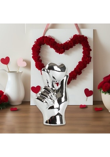 Lijinxu Kalp Heykeli Hediye Koleksiyon Seramik El-ile-gümüş