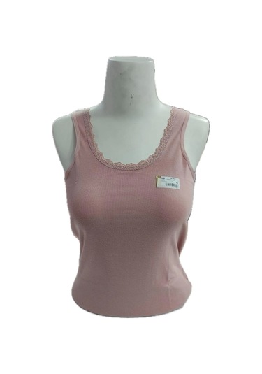 Kolcu Geniş Askılı Dantel Detaylı Kadın Atlet - Pudra Pudra