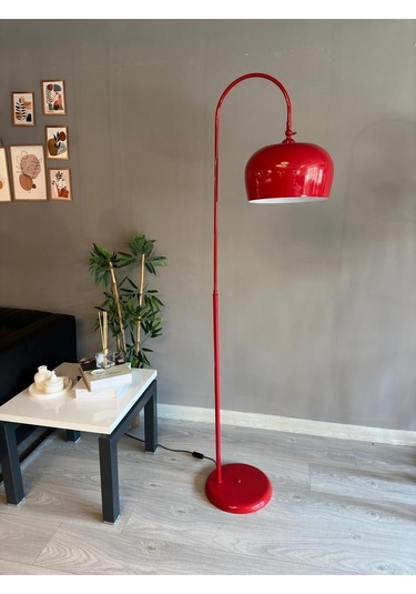 Kırmızı Lambader Hareketli Başlık Modern Dekoratif Metal Oturma Odası Çalışma Odası Zemin Lambası 6940 Kırmızı
