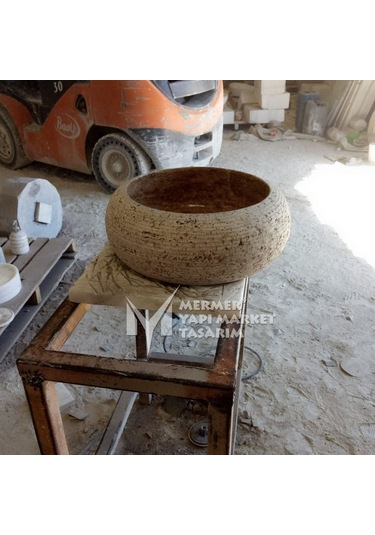 Noche Traverten Dışı Taramalı Bombeli Lavabo