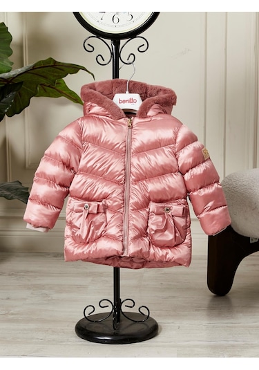 Benitto Kids Kız Bebek Çocuk Kapüşonlu Mont 51360 Pembe