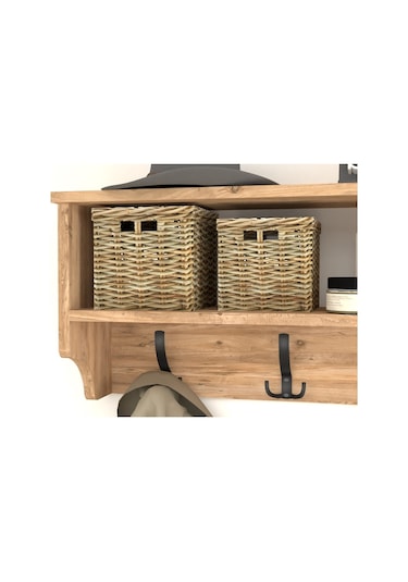 Bofigo Portmanto Duvar Askılığı Elbise Askılığı Raflı Duvar Askıl Çam