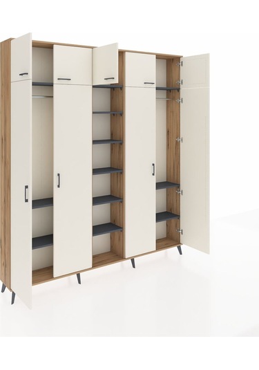 Arges Dolap 12 Raflı 9 Kapaklı 2 Askılı 220x30x243 Çam-aytaşı/antrasit Aytası/antrasıt