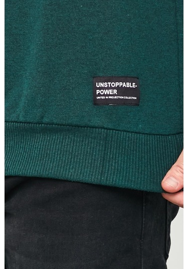 MMetalic Koyu Yeşil Erkek Kapüşonlu Kanguru Cepli Sweatshirt Yeşil