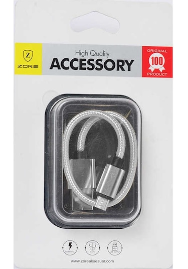 Gri 30 Cm Halat Micro Usb Kablo