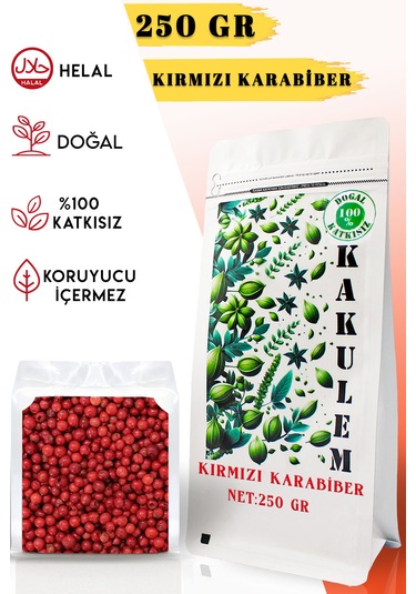 Kakulem Sertifikalı 250 Gr Katkısız Doğal Kırmızı Tane Karabiber