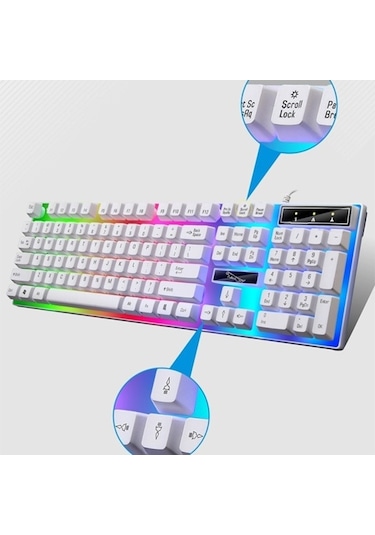 Flybuy G21b Usb Led Işıklı Q Klavye Ve Mouse Set, Oyun Ve Ofis İçin Kullanışlı Design Diğer