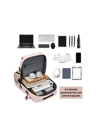 Ayakkabı Bölmeli Su Geçirmez Spor & Seyahat Sırt Çantası 30l 16 Laptop Bölmeli Pembe