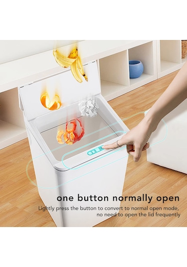 Qfdr Akıllı Çöp Kovası, Otomatik Açılır, İndüksiyona Duyarlı Beyaz