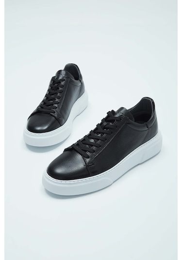 Tamer Tanca Erkek Hakiki Deri Siyah Sneakers & Spor Ayakkabı 04 2501 Erk Ayk Y23 Sıyah Fltr Siyah